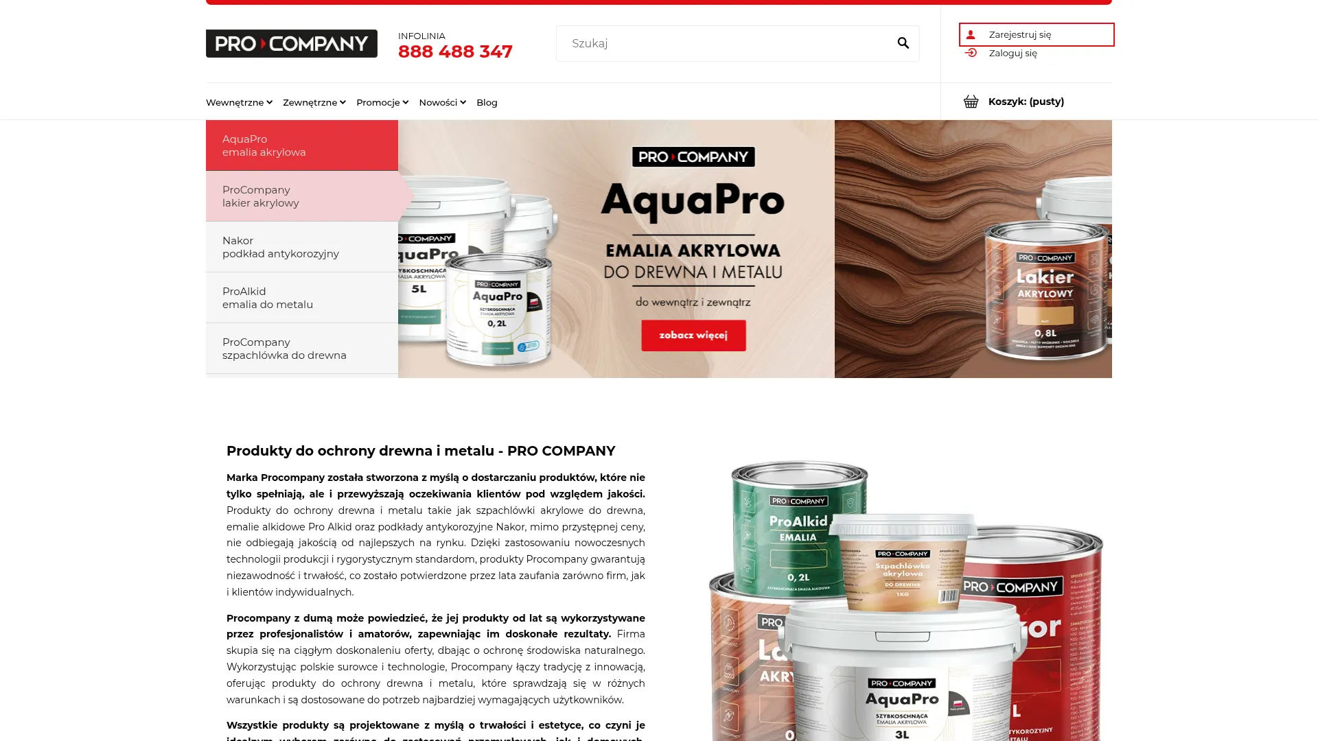 Zrzut ekranu strony firmy