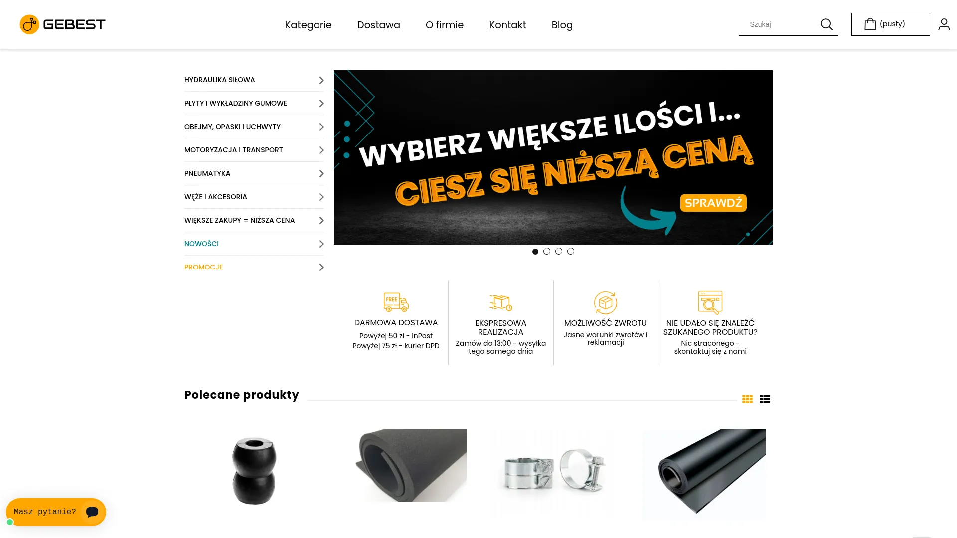 Zrzut ekranu strony firmy