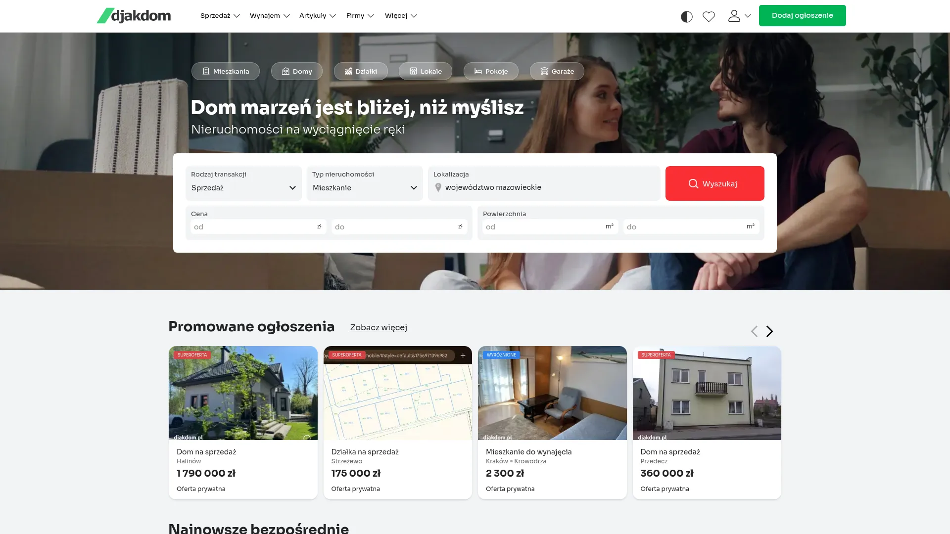 Zrzut ekranu strony firmy